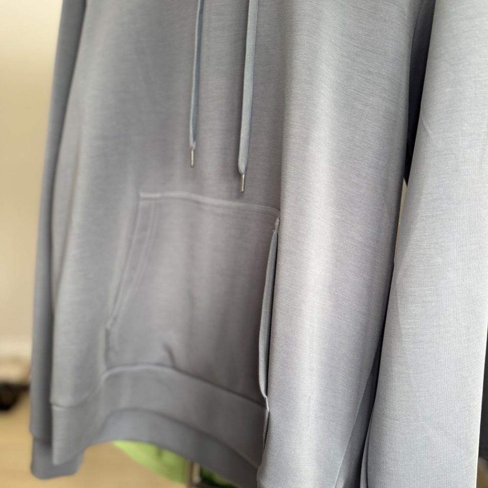 LazyPants | Luxe Sueded Double Knit Hoodie | Dusty Blue | Size L - Picture 4 of 9